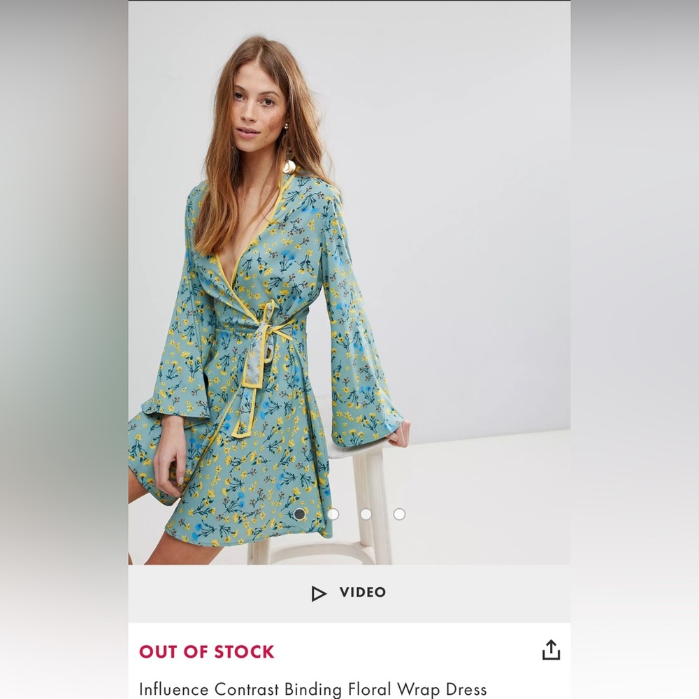 Influence Contrast Binding Floral Wrap Dress